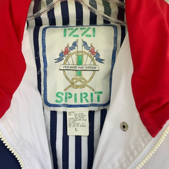 IZZI SPIRIT Vintage Jacket Sz Large Nautical Retro Preppy White And Yellow - Picture 3 of 13
